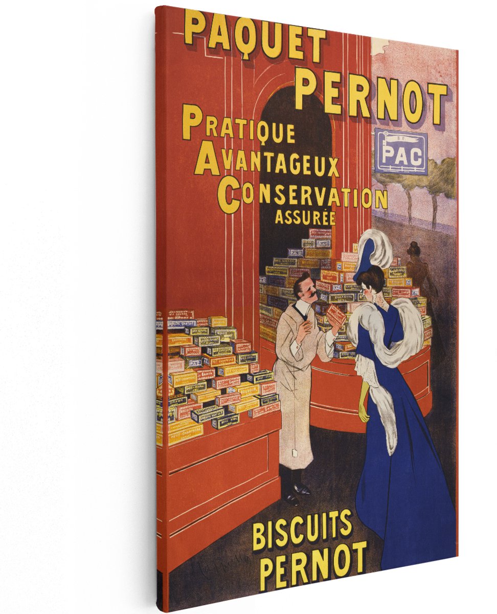 Artaza Canvas Schilderij Vintage Poster Pernot - 120x180 cm - Groot - Wanddecoratie Reclame - Muurdecoratie Retro - Decoratie Woonkamer