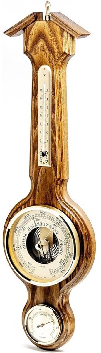 Weerstation met Barometer, Hygrometer en Thermometer in Rustiek Eiken Decoratie