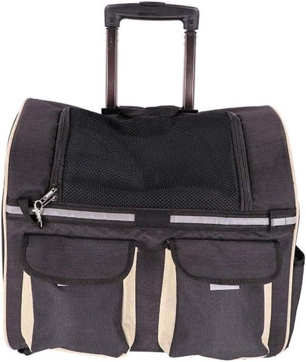 Huisdier Trolley Tas - Reisrugzak Kat Hond - Vervoer Huisdier - Ademend Maasontwerp - 45x24x38cm - Zwart