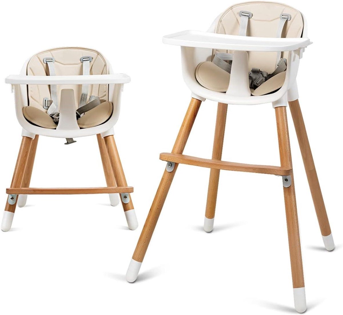 Kinderstoel - Eetstoel Baby - Veilig Eten - 2-in-1 Design - 6-36 Maanden - Beige