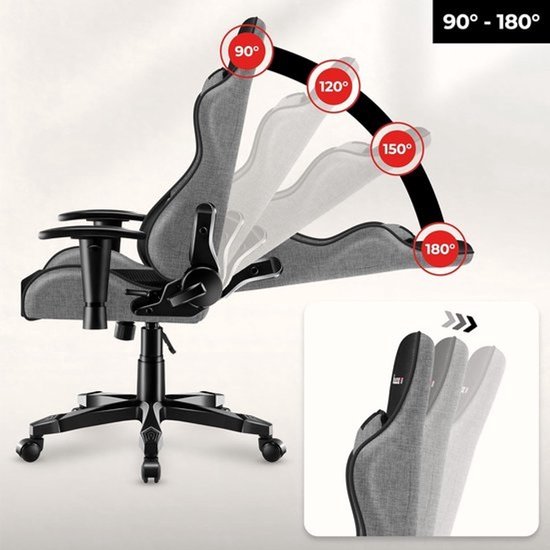 Gaming Stoel voor Kinderen Ergonomisch en Comfortabel in Grijs/Zwart — afbeelding 2
