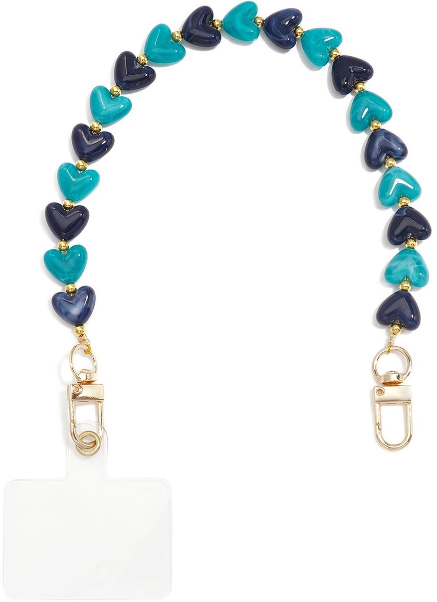 Kyomi - Telefoonketting met hartje - Acryl - - Blauw