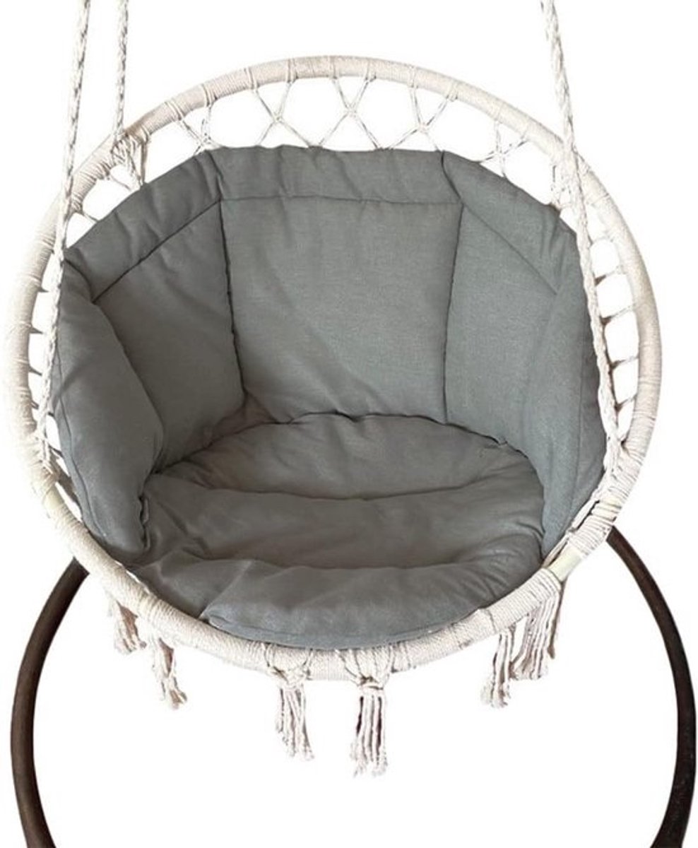 Comfortabel Stoelkussen Buiten 60x60 cm voor Hangstoel en Tuinstoel - Grijs