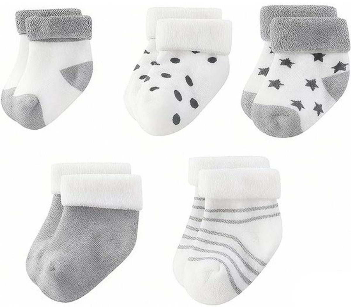 Dailygoods - 5 Paar Babysokken van Katoen voor Pasgeborenen