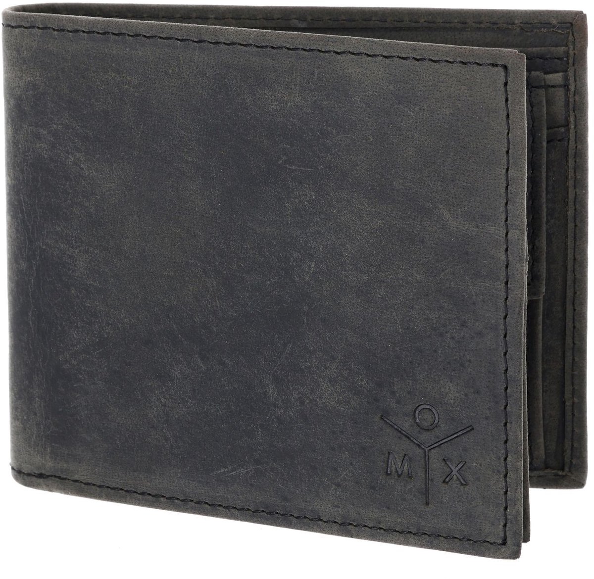 oxmox Leren portemonnee Leather RFID Protect Querscheinbörse Ox 2.0 Embossed Vintage Black zwart