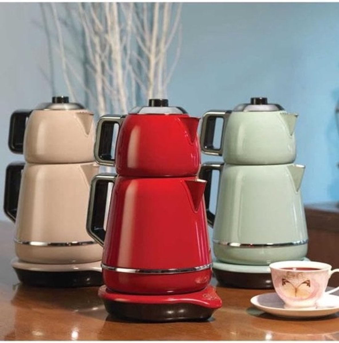 Theezetapparaat - Theemachine Samovar - Turkse Thee Zetten - Automatische Uitschakeling - 2.8 Liter Capaciteit - Rood