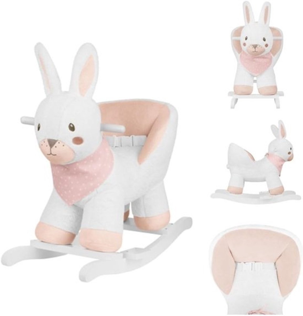 Schommeldier Haas - Hobbeldier Konijn - Baby Peuter Spel - Hoge Rugleuning - 68x33x55 cm - Roze