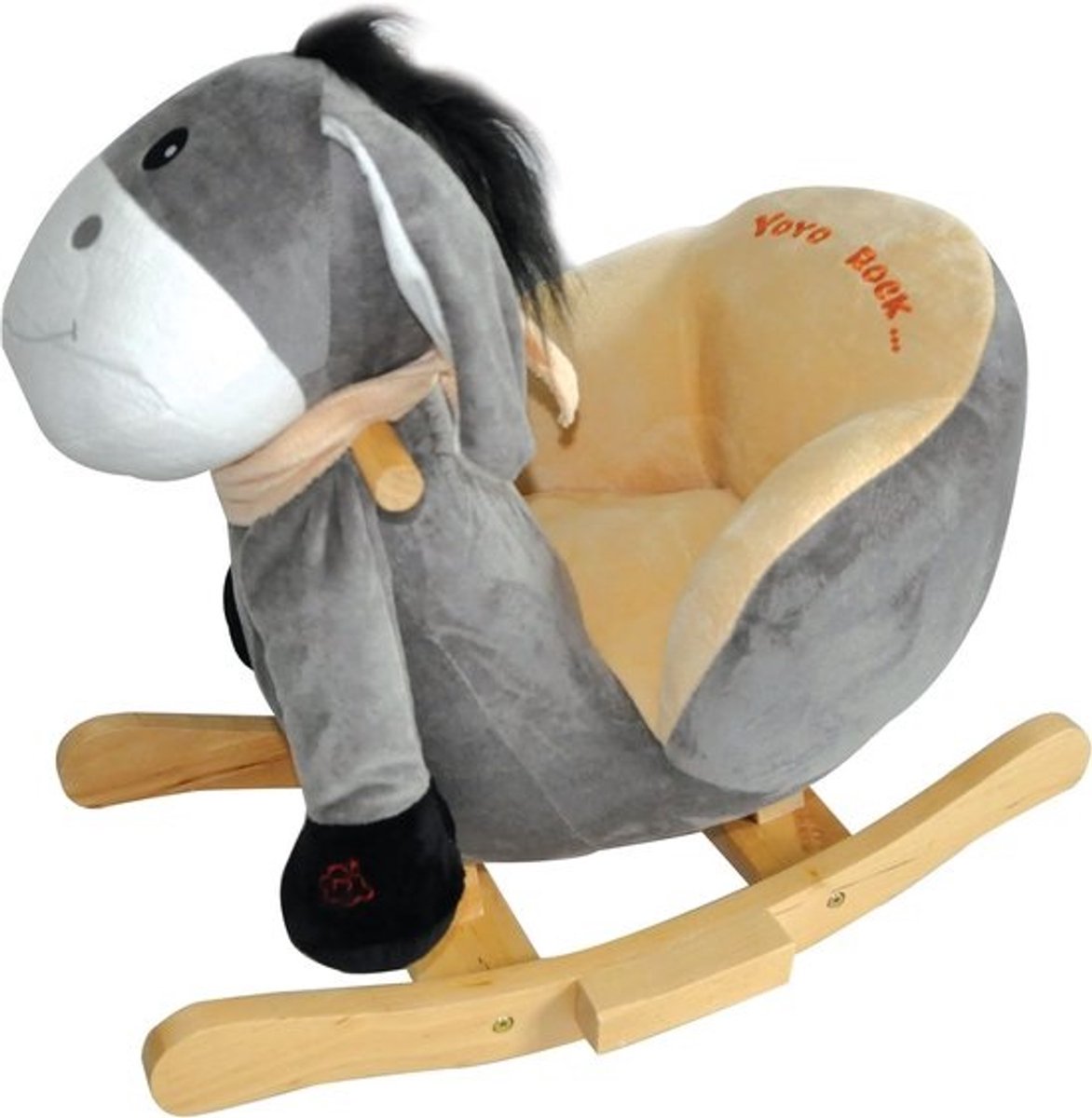 Schommeldier Ezel - Schommelpaard Pluche - Baby Peuter Spelen - Met Muziekfunctie - 60x38x48 cm - Grijs