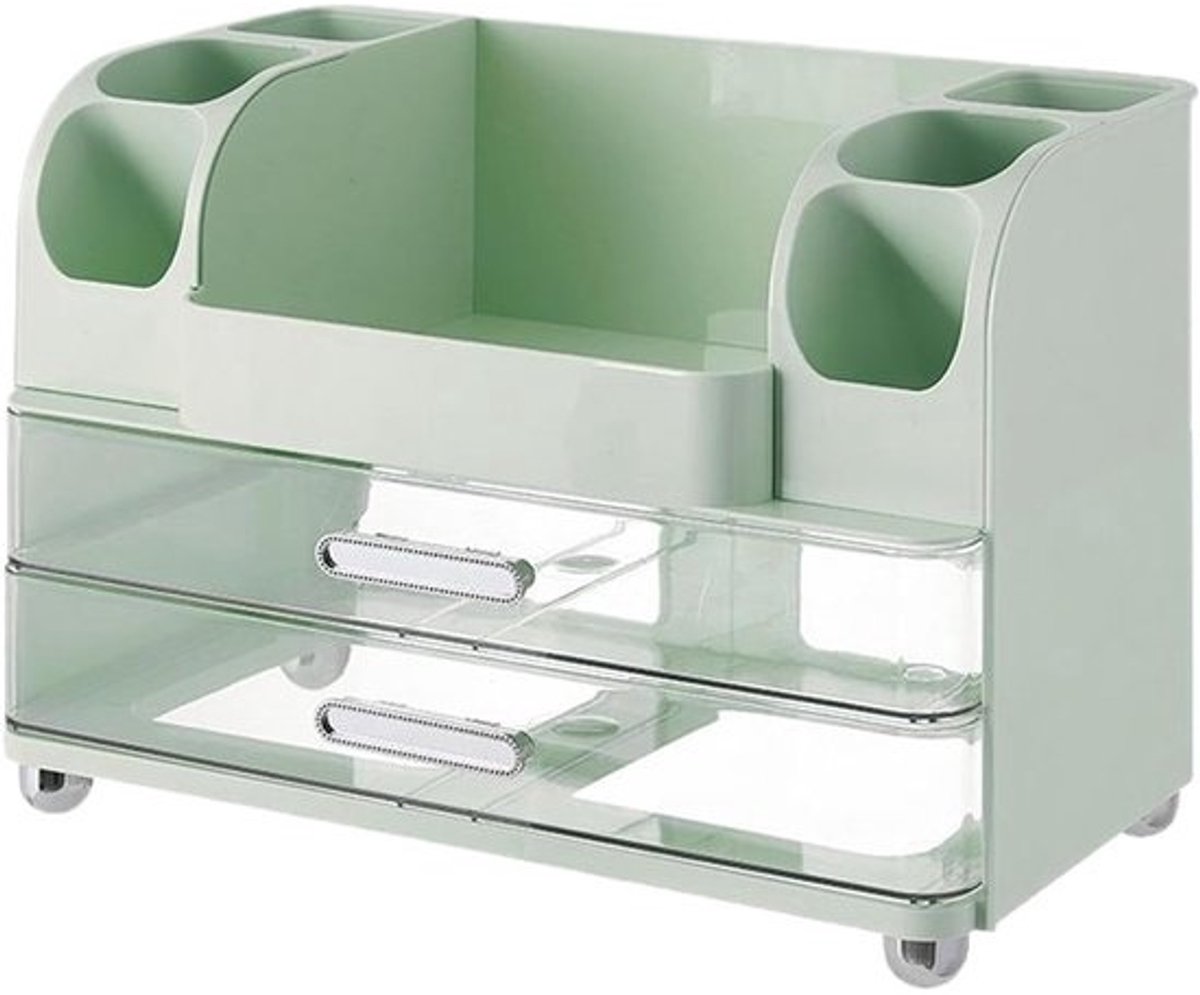 Cosmetische opbergdoos - Make-up organizer - Schoonheidsproducten organiseren - Multifunctioneel met meerdere compartimenten - 33 cm - Groen