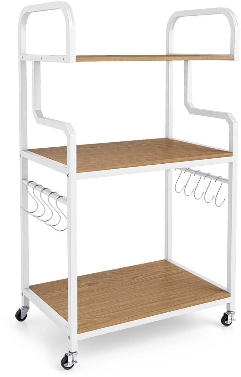 SureDeal® - Bureaukast - Drie Verdiepingen Tellend - Universele Zwenkwielen - 60,5x40x110 cm - Naturel