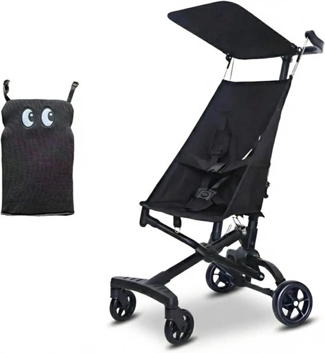 Opvouwbare Babywagen - Reisbuggy Lichtgewicht - Compact Reizen - Eenhandig Vouwsysteem - 2.8kg Ultralicht - Zwart
