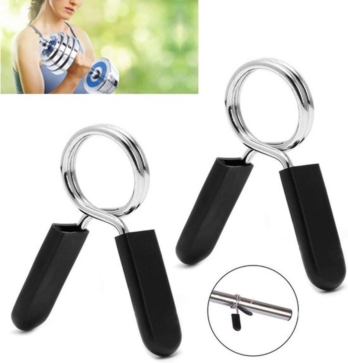 Haltersluitingen - Barbell Clips - Gewichtheffen - Voorkomt Glijden - 28 mm - Zilver en Zwart