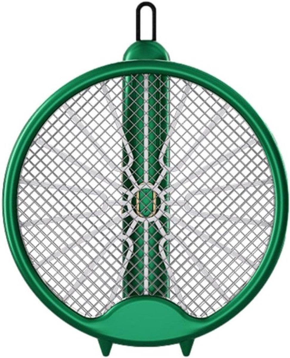 Elektrische Vliegenmepper - Muggenlamp Insectendoder - Ongedierte Bestrijden - 3000 Volt Schok - Opvouwbaar Ontwerp - Groen