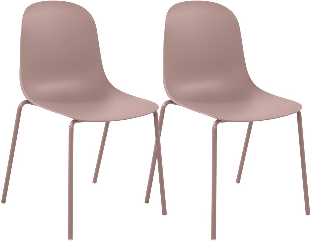 CLP Hardin Set van 2 stapelstoelen - Stapelbaar - Metaal - Kunststof/roze