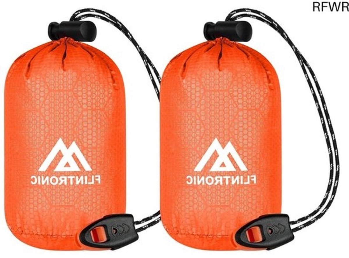 RFWR® Noodslaapzak voor outdoor, 2 stuks, waterdicht, hittebestendig, compacte bivakzak voor survival en noodsituaties