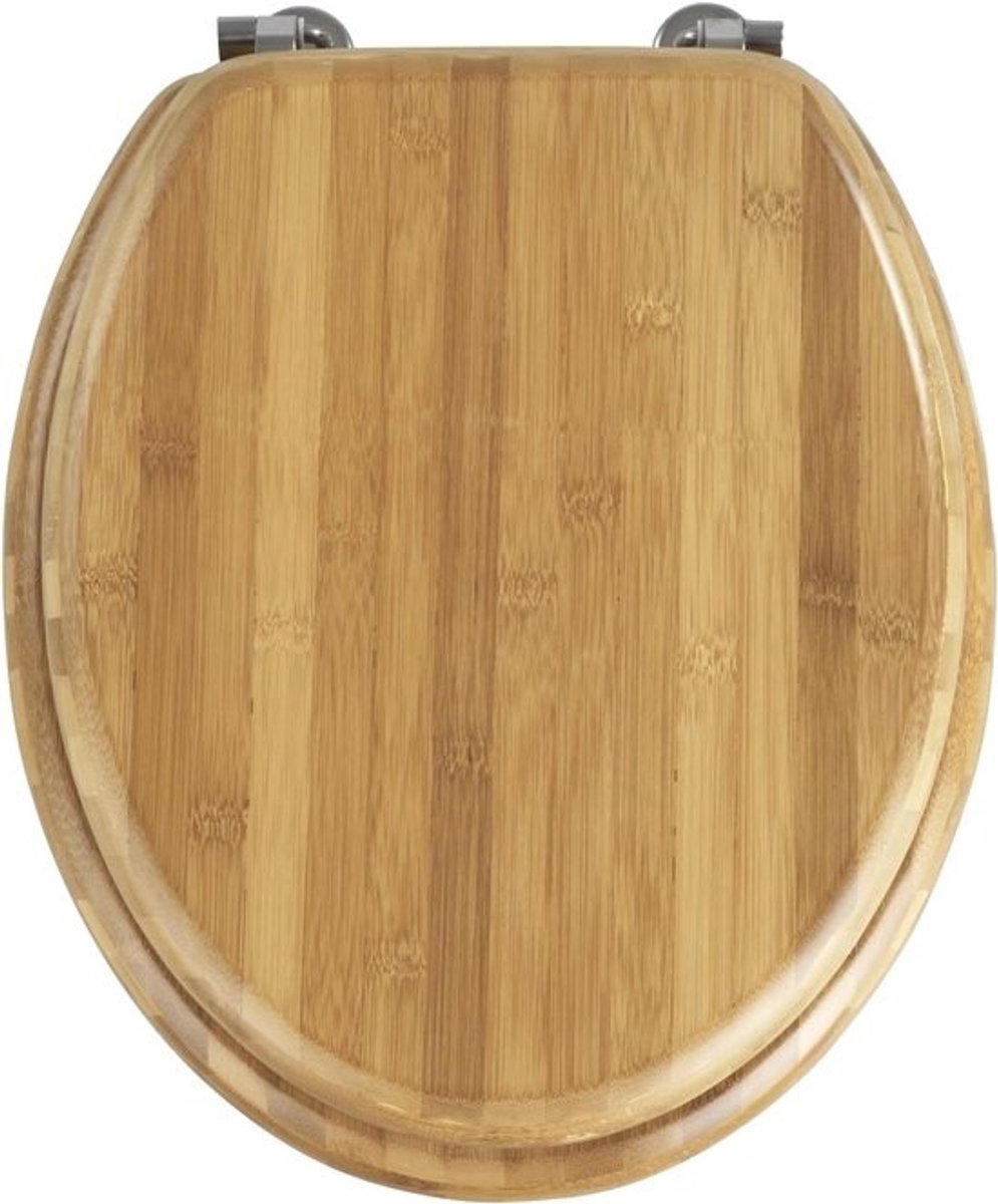 Toiletzitting - Bamboe - Roestvrijstalen bevestiging - 34 x 41 cm - Donkerbruin