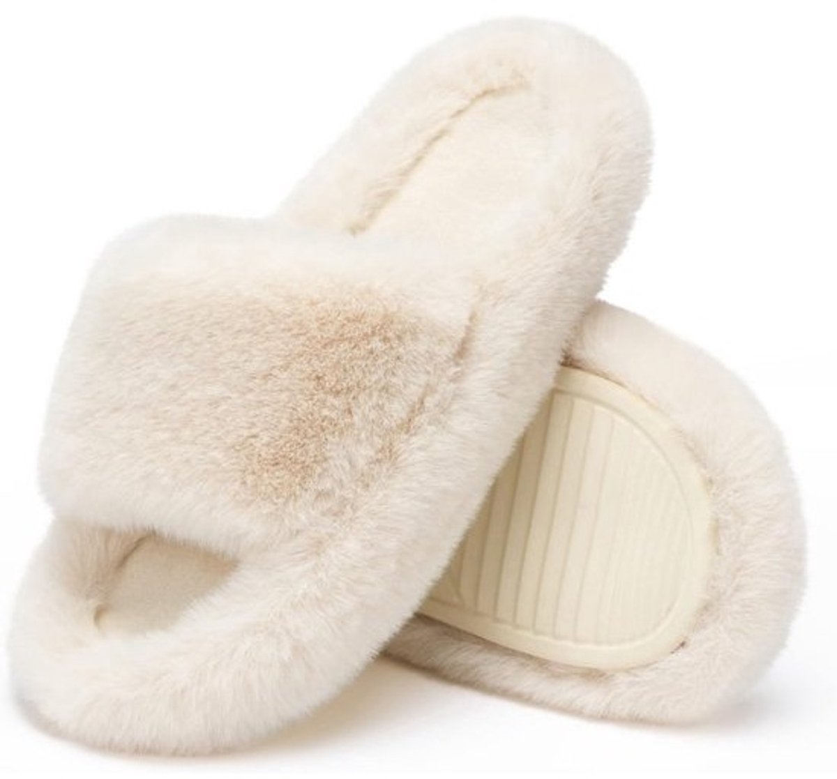 Dames Pantoffels met Memory Foam - Pluche Huis- en Outdoorslippers met Antislipzool