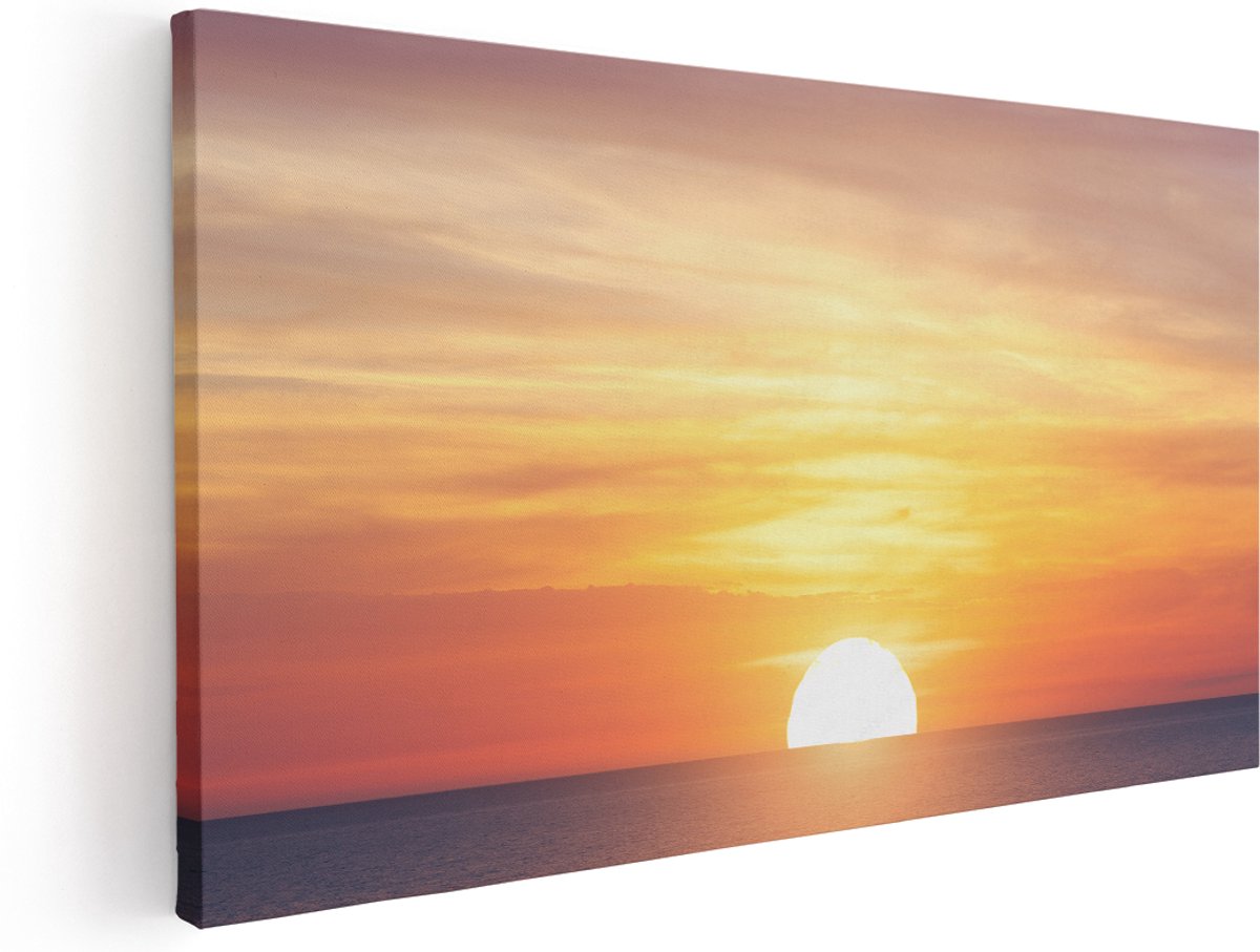 Artaza Canvas Schilderij Zonsondergang Op De Zee - 180x90 cm - Groot - Wanddecoratie Woonkamer - Schilderijen - Muurdecoratie