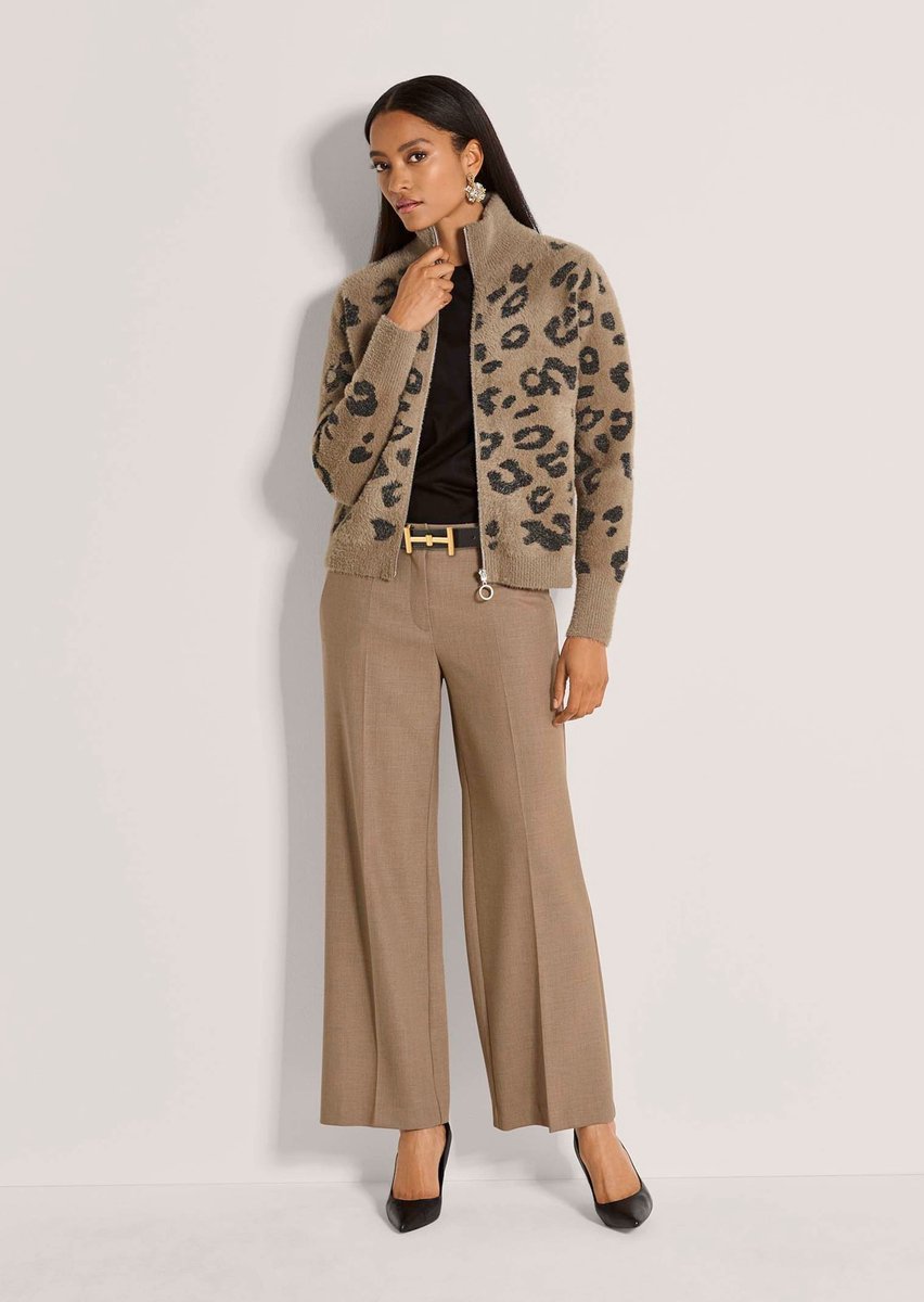 MADELEINE Gebreid Vest Gebreide blouson met luipaardpatroon