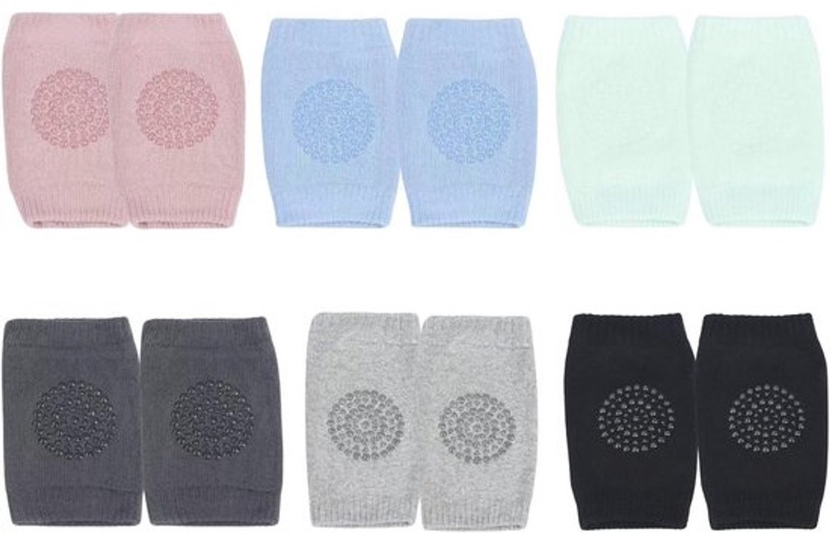 6 Pack Baby Knee Pads voor Kruipende Baby's - Antislip Kniebeschermers voor Peuters, Meerkleurig, One Size