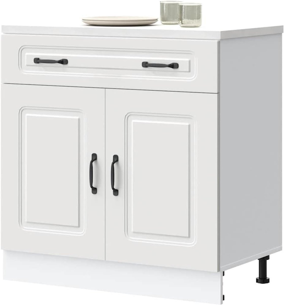 Keukenonderkast - Kast Keuken - Keuken Organiseren - Vochtbestendig Materiaal - 80x46x81.5 cm - Wit