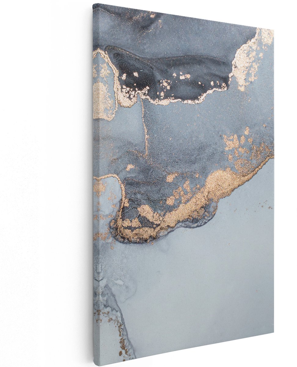 Artaza Canvas Schilderij Abstracte Kunst Grijs Marmer - 120x180 cm - Groot - Wanddecoratie Woonkamer - Schilderijen - Muurdecoratie