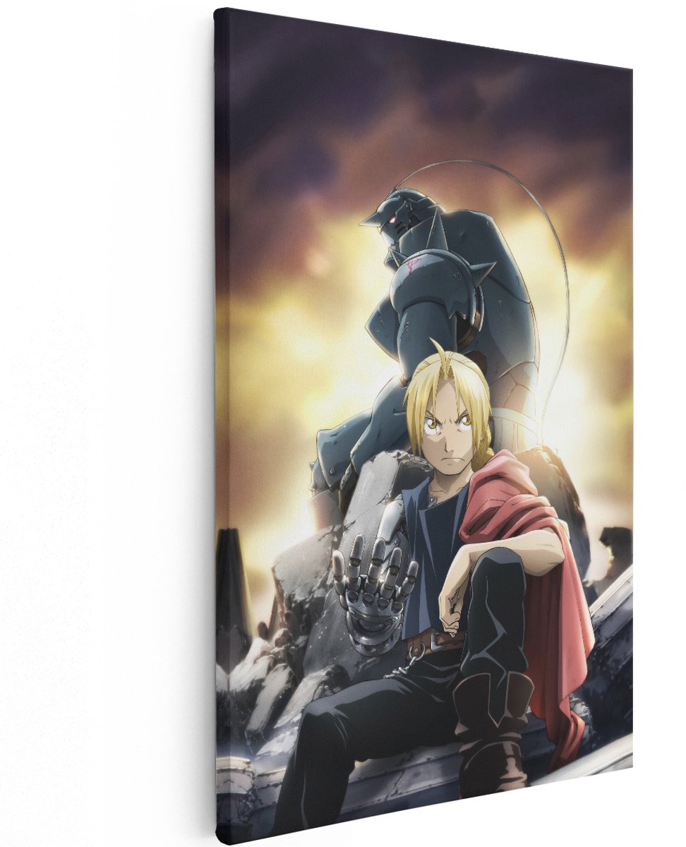 Artaza Canvas Schilderij Anime Fullmetal Alchemist - 120x180 cm - Groot - Wanddecoratie Edward en Alphonse Elric - Muurdecoratie Slaapkamer - Schilderijen Anime