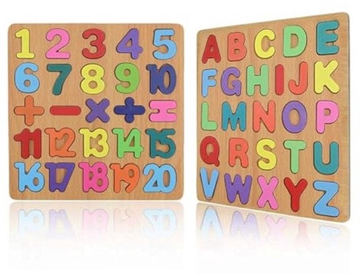 Houten Alfanumerieke Puzzel voor Peuters en Kleuters - ABC Cijfers en Letters