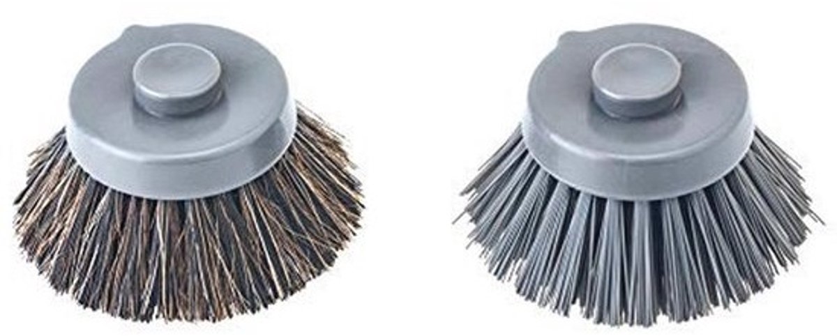 Set van 2 reserveborstels voor afwas met nylon en paardenhaar - Grijs
