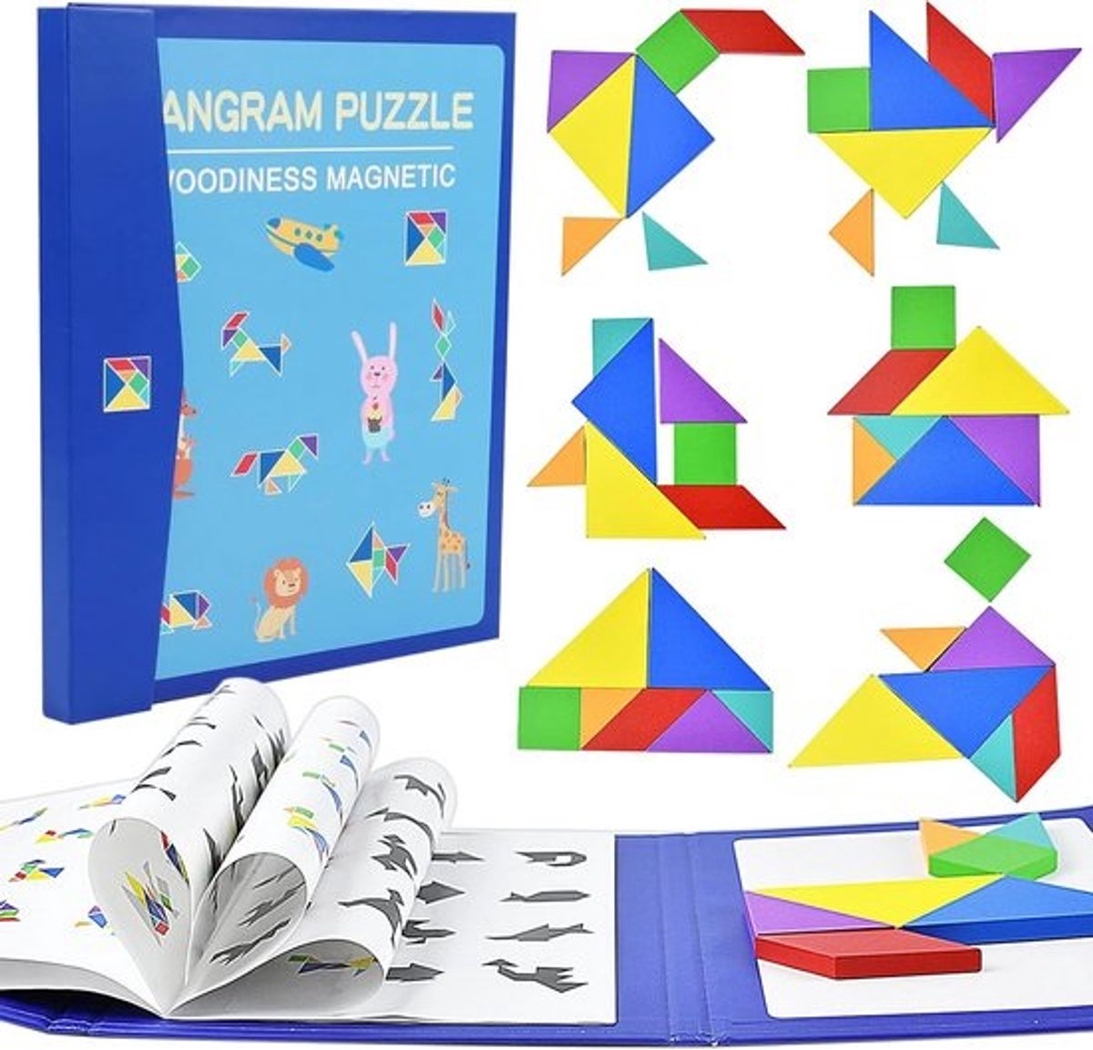 Magnetisch Tangram Puzzelspel met 96 Vormen en Oplossingen