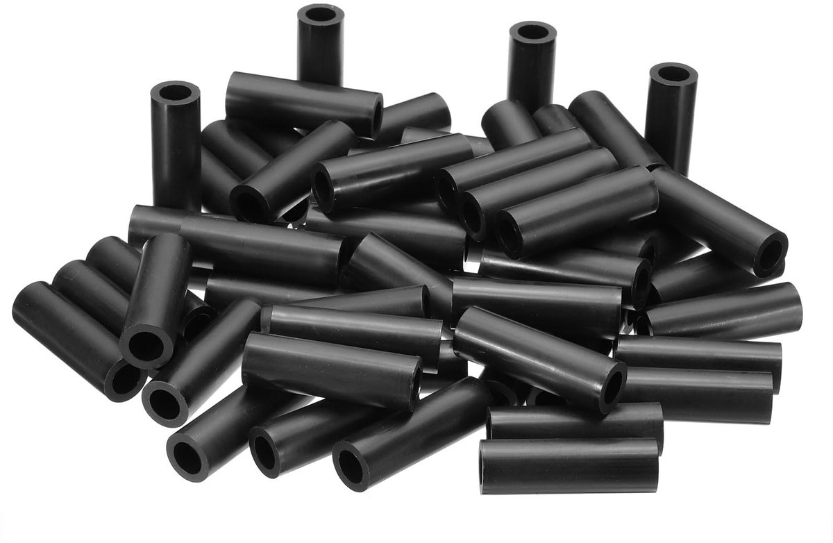 Afstandshulzen - Rond - Zonder schroefdraad - ABS - Voor M10 schroeven, schakelaars en elektrische stopcontacten - 60 stuks - 10.2 mm binnendiameter - 16 mm buitendiameter - 50 mm lengte