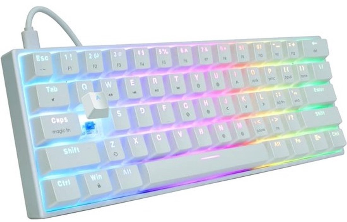 60% Mechanisch Toetsenbord Compact Bedraad Hot Swappable RGB Gaming Toetsenbord met Blauwe Switches, Nederlands