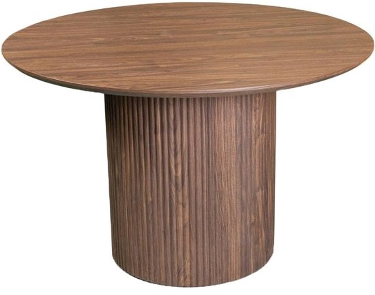 Ronde Eettafel - Japandi Tafel - Gezellig Eten - Massief Hout Look - 120cm Diameter - Walnoot