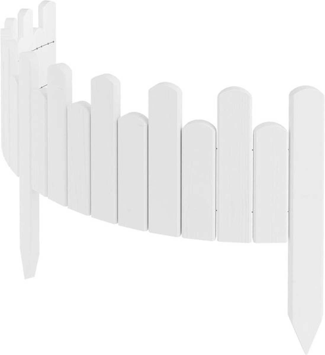 Borderrand Grasrand - Tuinomheining Hout - Tuin Decoratie - Flexibel Vormgegeven - 20cm Hoog 100cm Lang - Wit