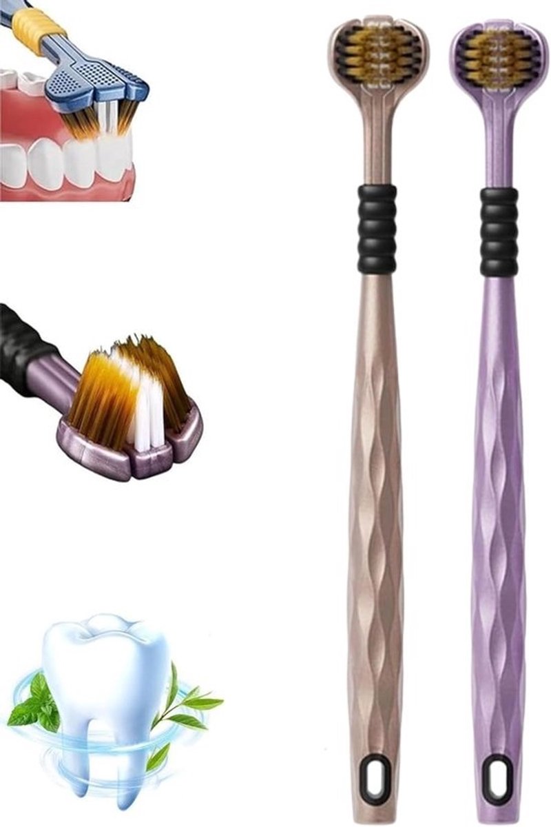 Tandenborstel Speciale Behoeften - Driezijdige Tandenborstel - Dagelijkse Mondhygiëne - 360 Graden Reiniging - 24 x 6 x 2 cm