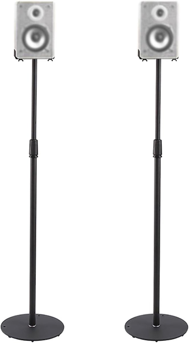 Verstelbare Speakerstandaard voor Satellietluidsprekers, Hoogte 75-140 cm, Set van 2 met Kabelbeheer en Ondersteuningsplaat voor Optimale Geluidskwaliteit