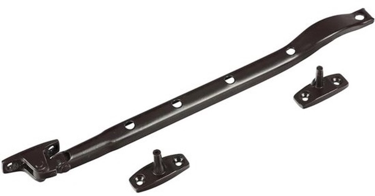 Openslaande stang - Raambeslag - Raam vastzetten - Traditioneel patroon - 250mm - Bruin