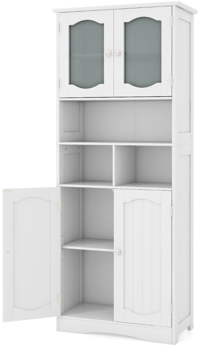 SureDeal® - Boekenkast - Hoge Opbergkast Vrijstaande - Badkamer Keuken Woonkamer - 60x30x148,5 cm - Wit