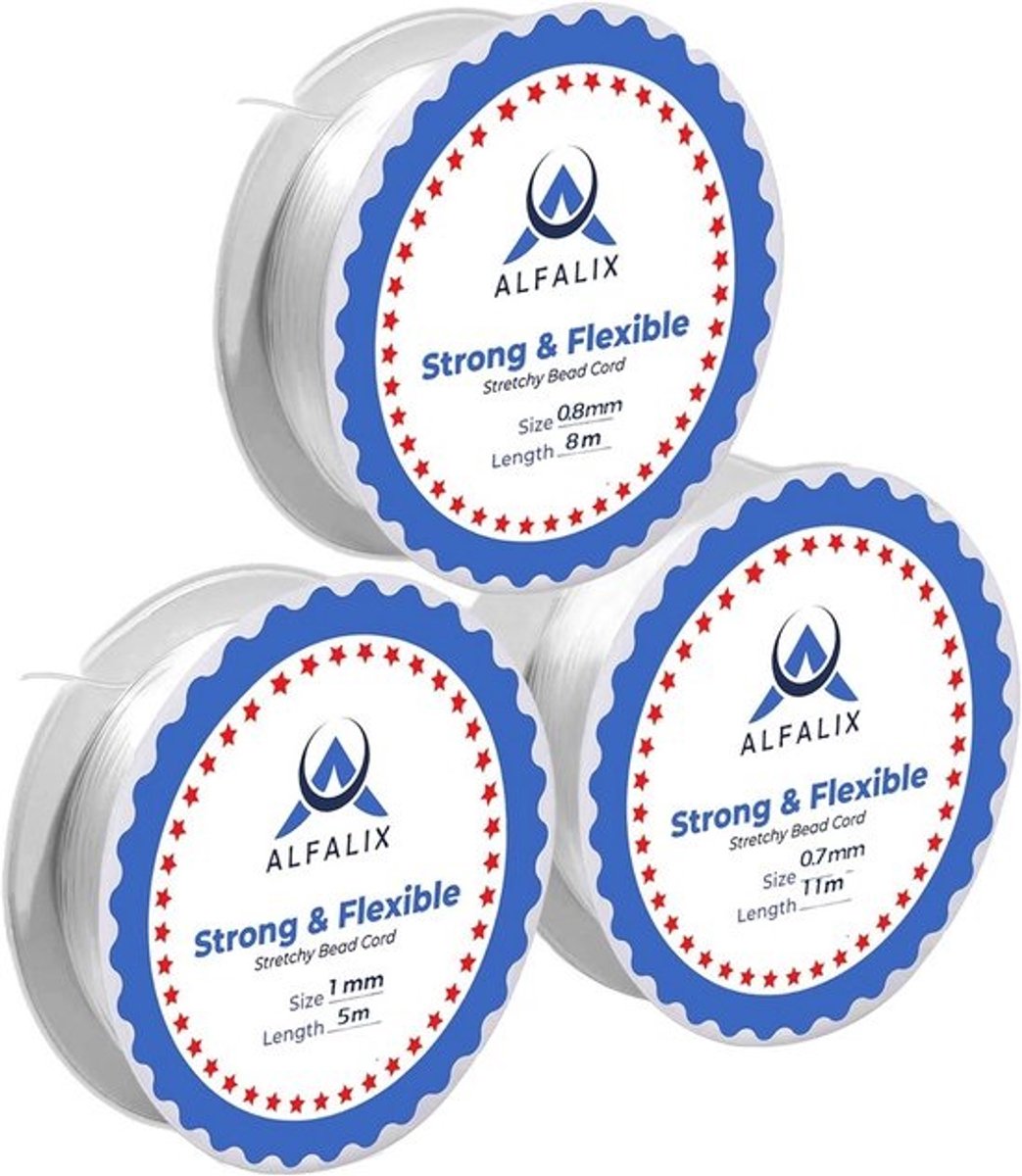 Set van 3 Transparant Elastiek Draad voor Sieraden en Armbanden Maken
