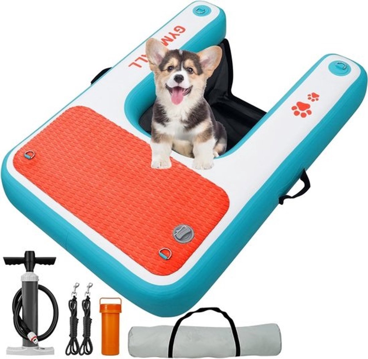 Opblaasbaar hondendok platform voor huisdieren - 70 x 100 cm - Veilig en antislip drijvend dok voor honden tot 90 kg - Perfect voor boot, zwembad en zee
