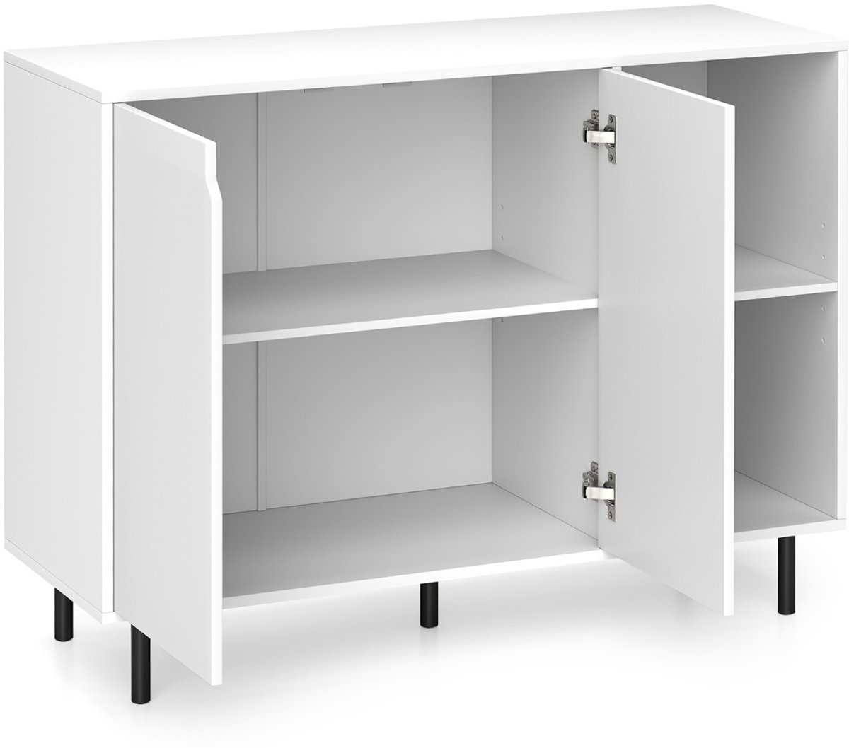 SureDeal® - Buffetkast - Keukenbuffet Houten Buffet - Deuren Verstelbare Planken - Open Vakken Opbergconsole - Eetkamer - 106x38x80 cm - Wit