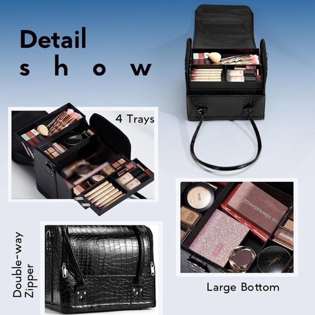 Cosmetica Koffer - Make-up Tas - Organiseren en Vervoeren - Opvouwbaar en Uitneembaar - 30 x 27 x 27 cm