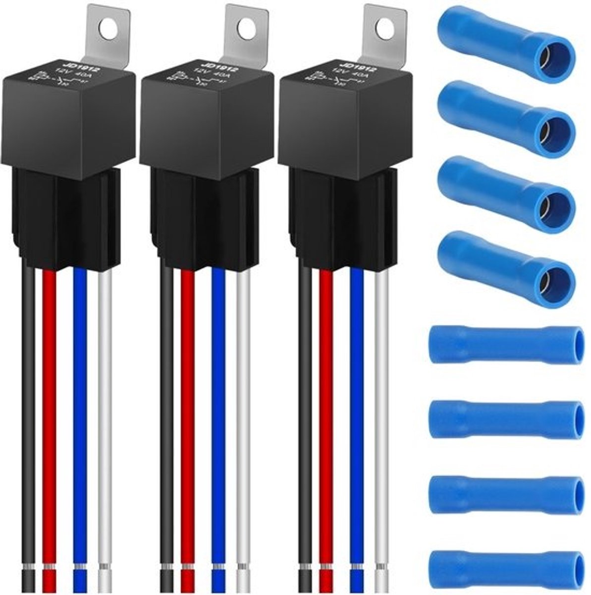 Kabelboom relais 12V 40A 4-pins voor auto, vrachtwagen, motorfiets en boot - set van 3