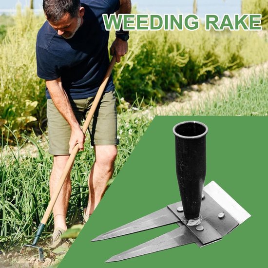 Metalen Hark - Tuin Gereedschap - Onkruid Verwijderen - Dubbelzijdige Kop - 20cm Breed - Zilver — afbeelding 4