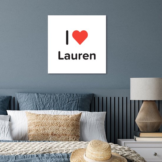 Poster 50x50 cm - I love - Lauren - Meisje - Posters - Kamer decoratie - Wanddecoratie woonkamer - Muurdecoratie slaapkamer