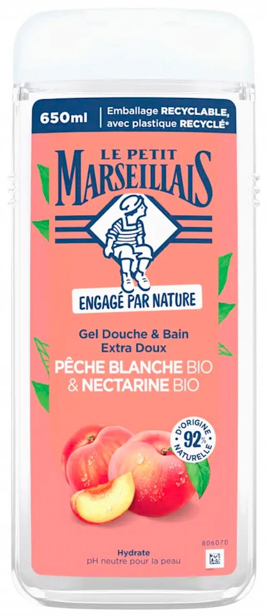 Le Petit Marseillais Extra Gentle Witte Perzik en Biologische Nectarine Bad- en Douchegel 650 ml