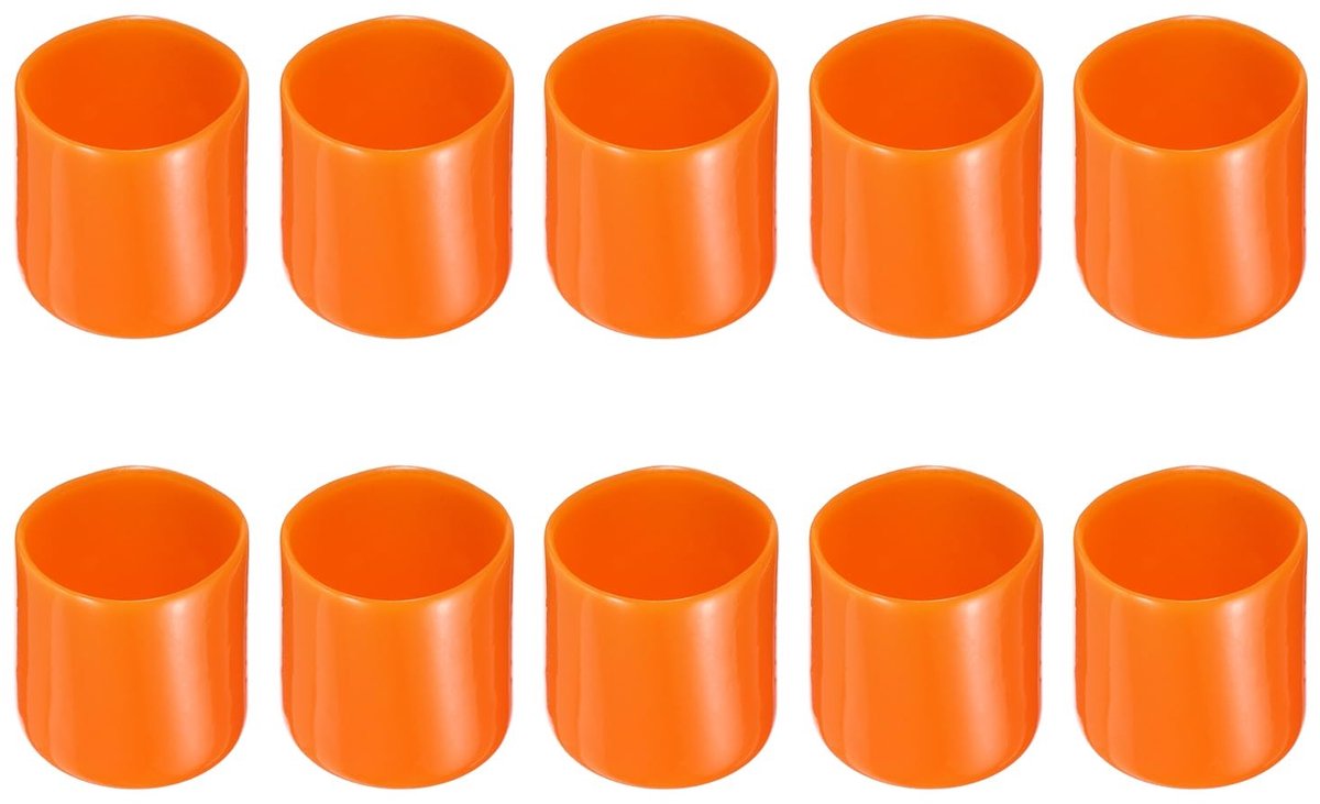Dailygoods- Eindkappen 10 Pack - Rubber Eindkappen - Schroefdraad Bescherming - Roestpreventie - Stofisolatie - 22mm Binnendiameter - Oranje - Beschermkappen