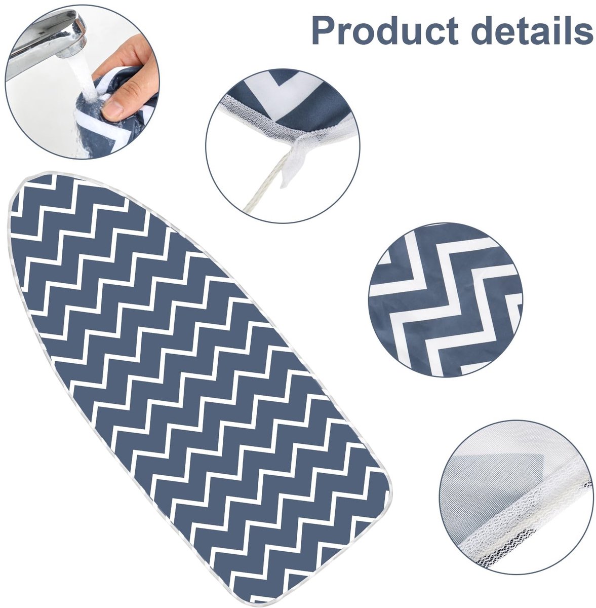 Dailygoods - Strijkplankhoes, 130 x 50 cm, Strijkbeschermer met elastische band, Strijkplankhoes van katoen, Universele strijkplankhoes voor stoomstrijkstation en stoomstrijkijzer, Strijkplankhoes
