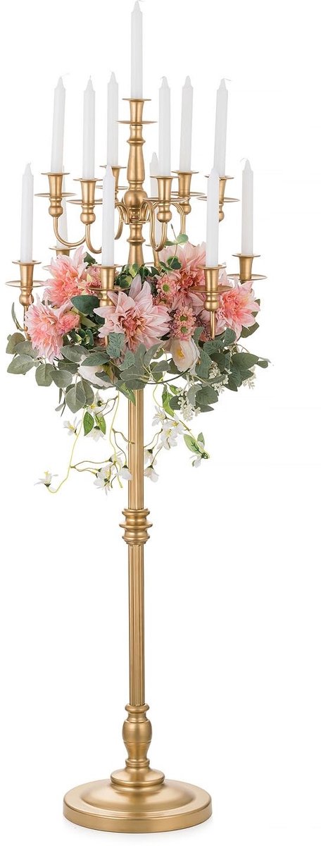 Dailygoods - Sziqiqi Gouden Kandelaber Kaarshouder: 13-Armen Vloerstaande Kaarshouders voor Kerstmis Centrum - 130cm Hoog Antieke Kaarshouder voor Huis Eetkamer Woonkamer Haardversier