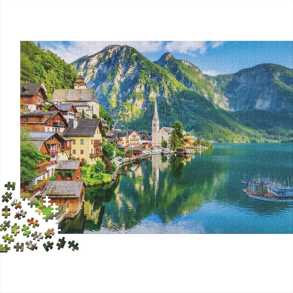 Dorpsgezicht Puzzel - Landschap Legpuzzel - Ontspannend Tijdverdrijf - Gerecycled Materiaal - 1000 Stukjes - Niet Gespecificeerd